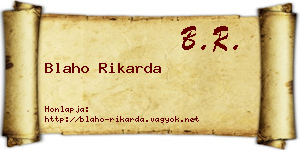 Blaho Rikarda névjegykártya